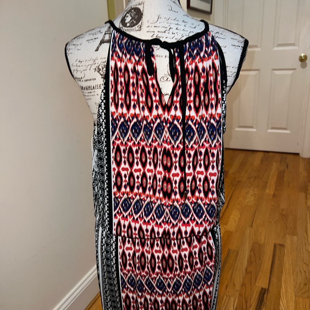 London Times Red and Navy Printed Maxi Dress